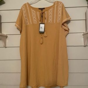 Adrianna Papell Embroidered Peasant Top